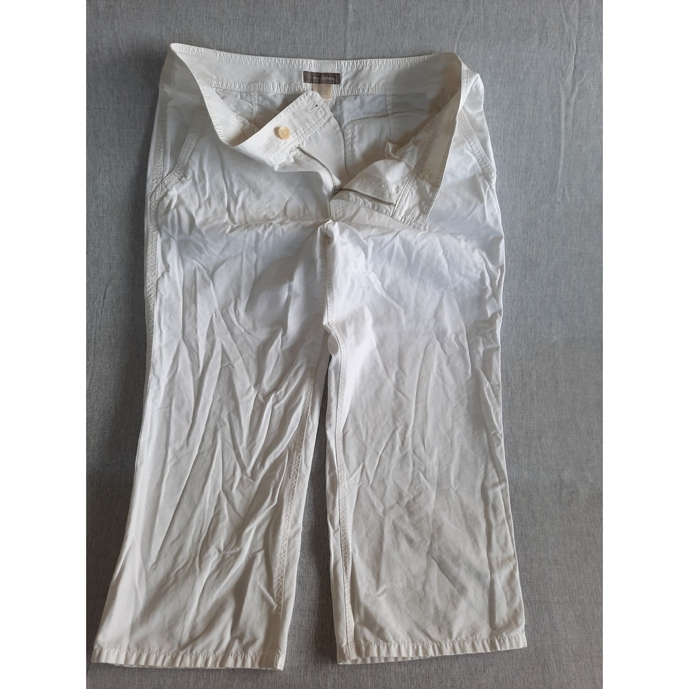 Tommy Bahama Women's 12 Boracay Field Capri Straight Pants Mid-Rise White Cotton